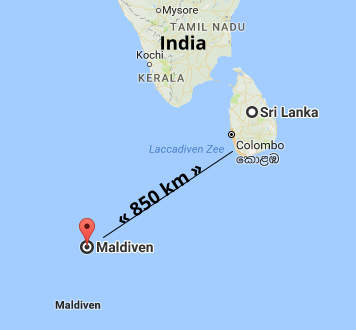 kaart Sri Lanka - Maldiven en de Parelvissers